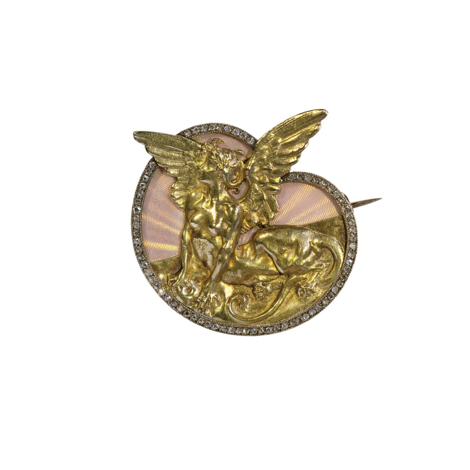 Un art Nouveau René Lalique Broche Sphinx