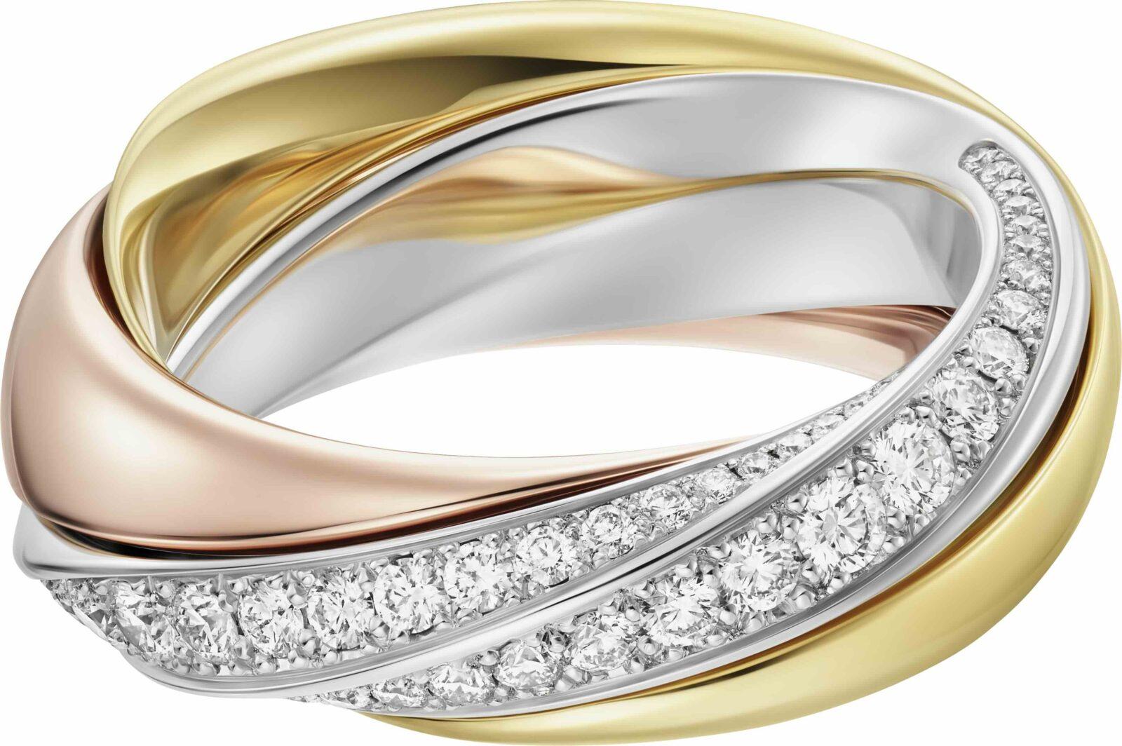 Bague Trinity, or gris, or jaune, or rose, diamants © Cartier